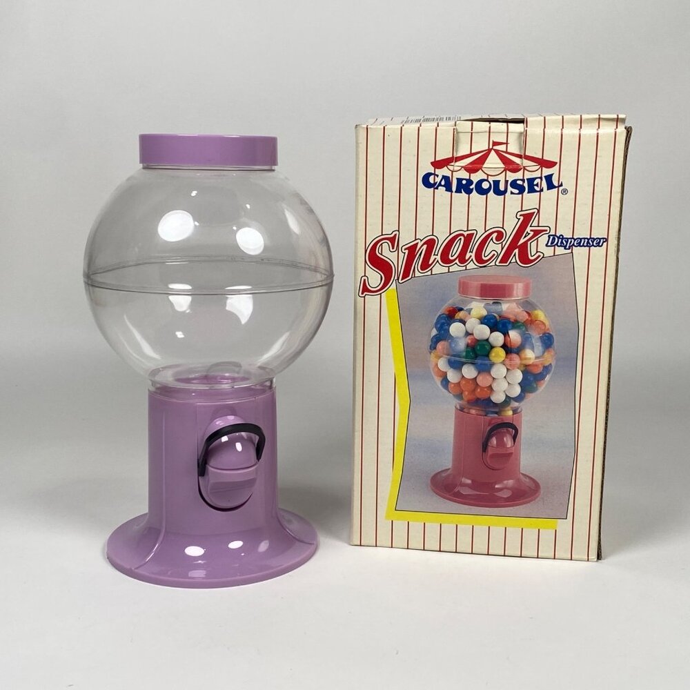 Vintage 1995 Carousel Snack Dispenser Purple Gumball Candy Machine Plastic Rare